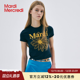 紧身上衣韩系小个子 t恤女短款 MardiMercredi经典 辣妹小雏菊短袖