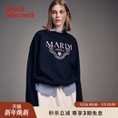 MardiMercredi字母徽章印花圆领卫衣学院风男女情侣上衣韩系新款