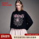 MardiMercredi小雏菊黑粉刺绣圆领卫衣宽松上衣女韩系新款 可露丽