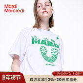 MardiMercredi字母彩虹印花短袖 t恤星星图案宽松显瘦休闲百搭女