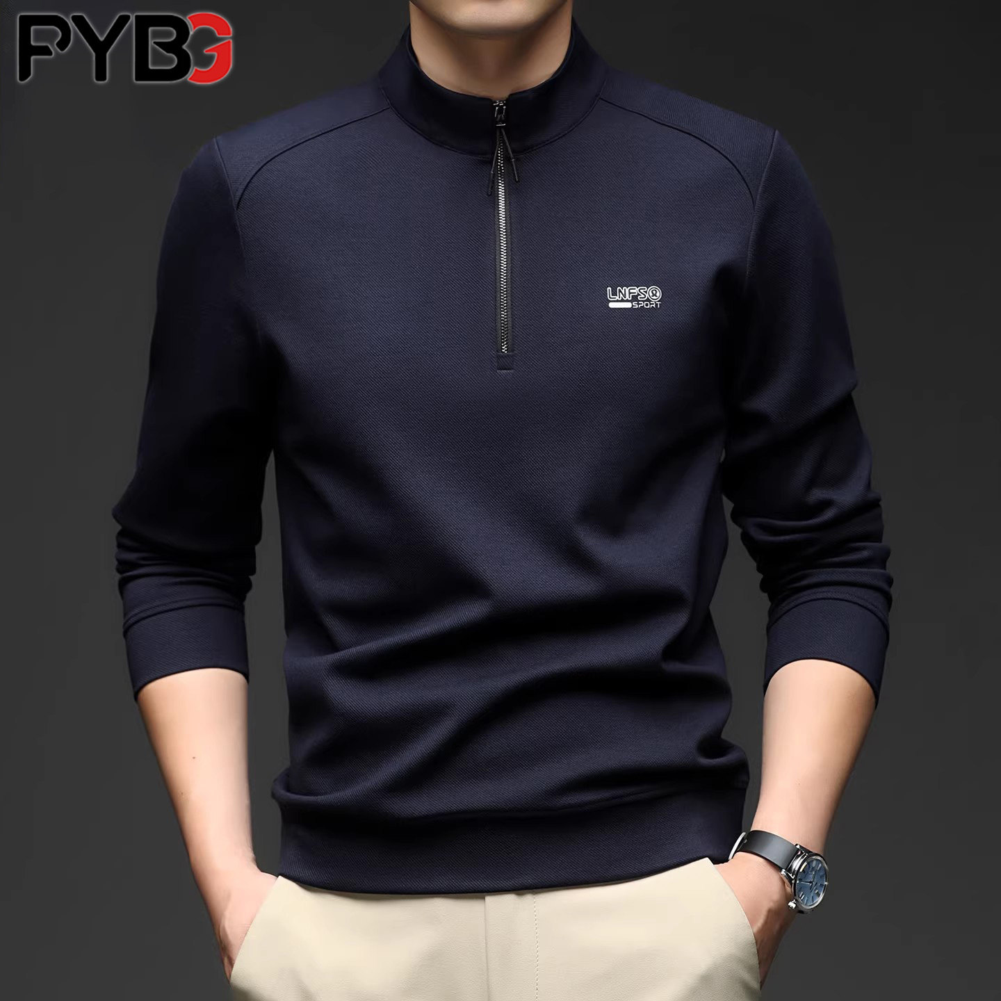 高端半拉链卫衣男款秋冬季加绒加厚男士卫衣2025新款立领男卫衣潮