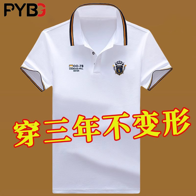 高端纯棉男士短袖t恤2025夏季新款商务休闲大码翻领POLO衫男款潮