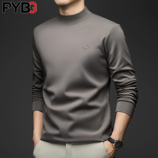 高端半高领羊毛打底衫男士长袖t恤秋冬2025新款修身保暖卫衣男款