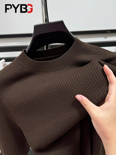 高级感半高领男士毛衣春秋冬2025新款套头内搭保暖针织打底衫男款