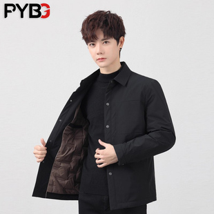 爆款轻薄款羽绒服男士冬季2025新款保暖短款衬衫式鹅绒男外套男款