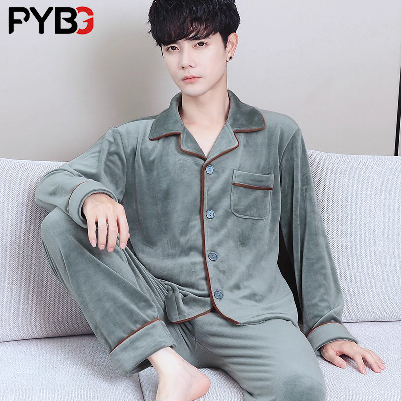 高端海岛绒睡衣男款秋冬季2025新款加厚保暖珊瑚绒大码男士家居服