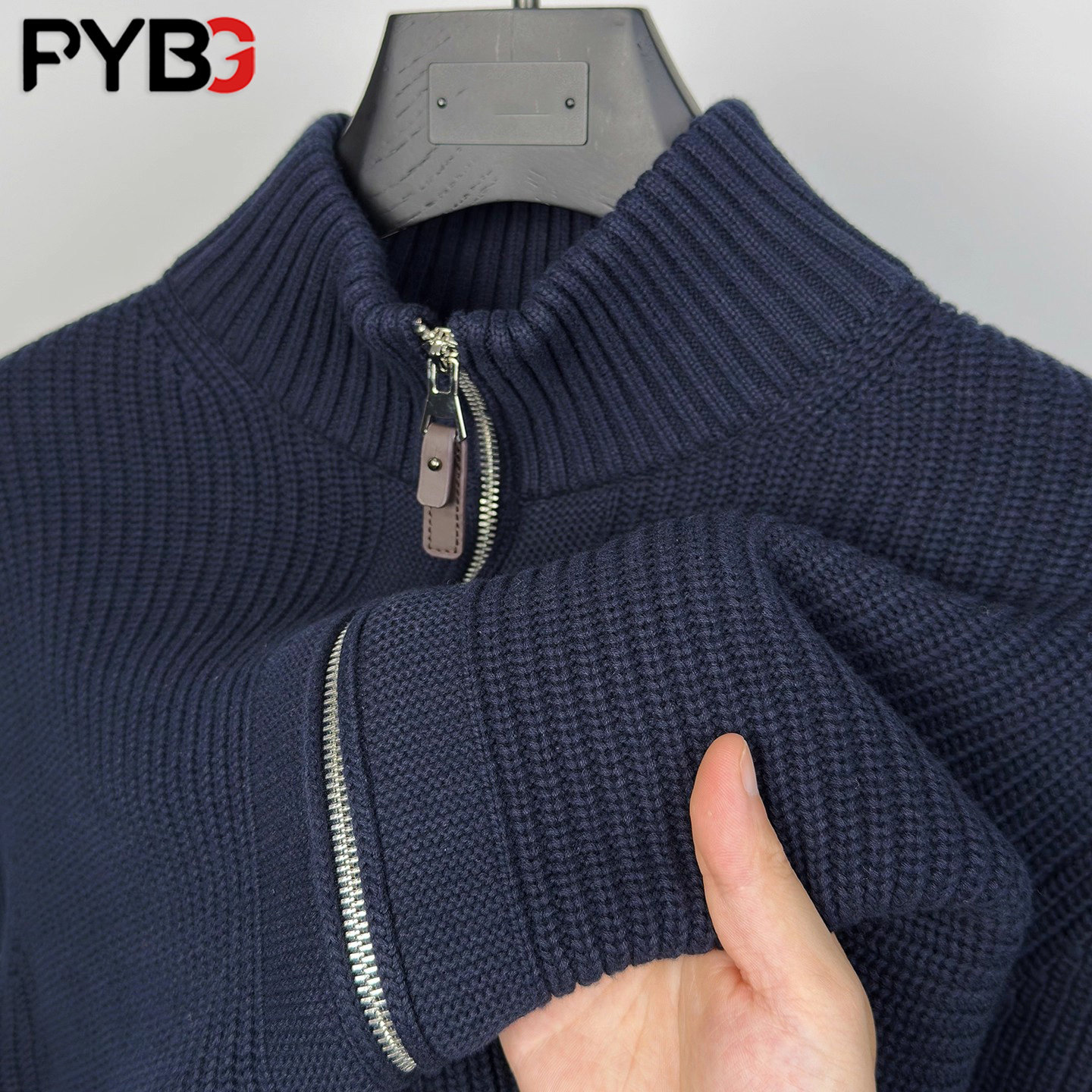 纯棉重磅双拉链外套男士秋冬季2025新款毛衣男款加厚针织衫男外套