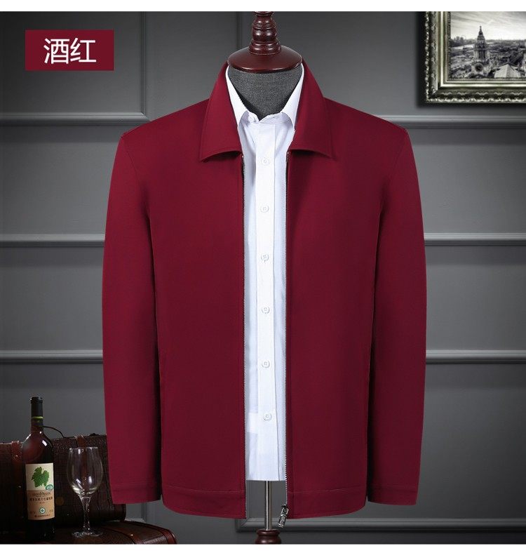 高端中年男士本命年红色夹克爸爸中老年酒红色老年人茄克衫外套,男装,夹克,淘宝优惠券,粉丝福利购,淘宝优惠卷
