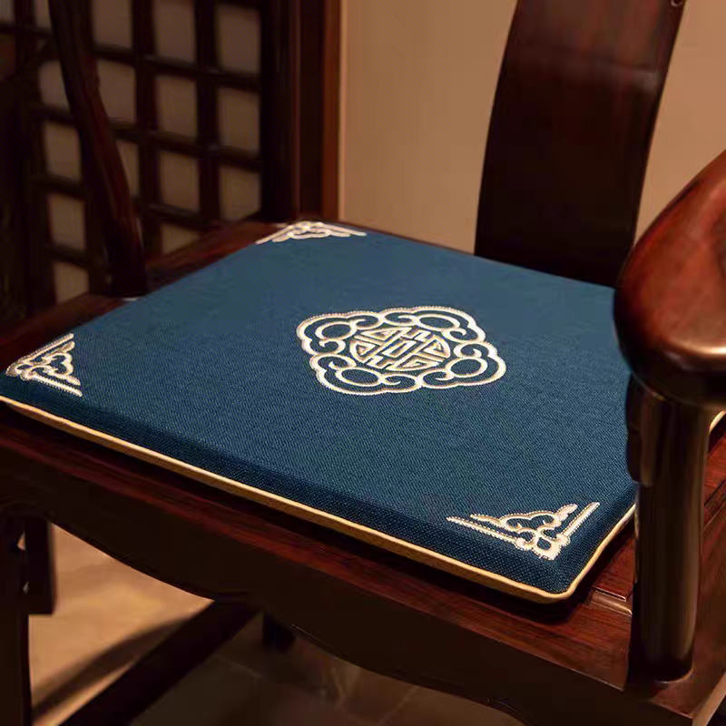 古典刺绣新中式椅垫红木沙发垫餐椅圈椅太师椅海绵垫防滑定制高档