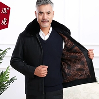 Áo khoác bố mùa đông cộng với áo khoác nhung cho nam trung niên 2017 mới thu đông cũ - Bông mẫu áo khoác nam đẹp 2021