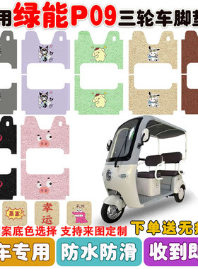 适用于绿能P09电动三轮车脚垫丝圈防水防滑耐磨脚踩踏板垫定制款