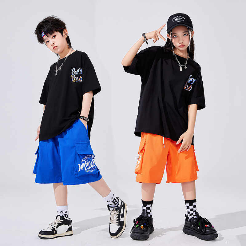 儿 童街舞潮服嘻哈炸街hiphop演出服男女孩爵士舞架子鼓表演服装