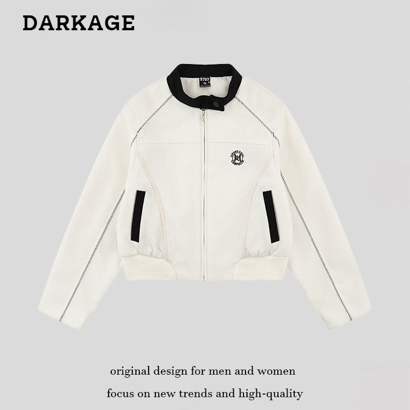 美式复古运动风辣妹短款夹克女春季徽章刺绣小个子棒球服外套