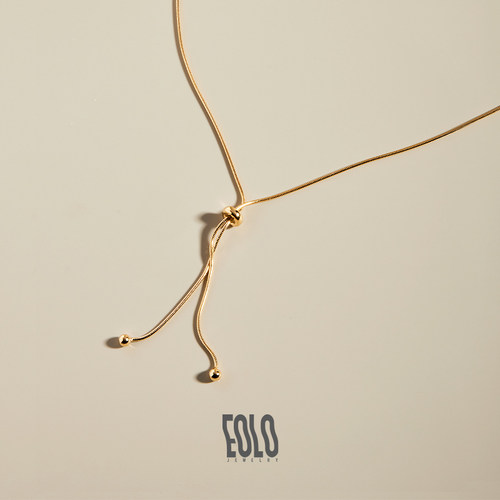 EOLO简约金缕项链女纯银