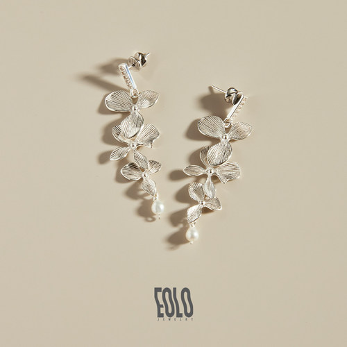 EOLO繁花珍珠耳坠女纯银