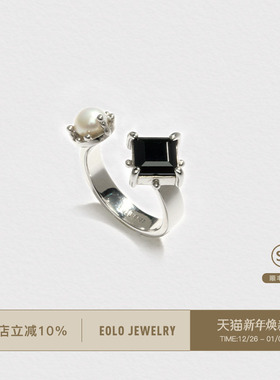 EOLO珍珠开口戒指女纯银
