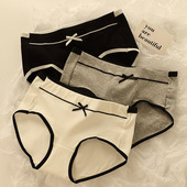 纯棉全棉裆女生蝴蝶结少女提臀收腹中腰女士三角裤 内裤 女2024新款