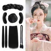 古风汉服假发包古装 麻花包圆牛角假发垫发包 盘发发髻头饰女一体式