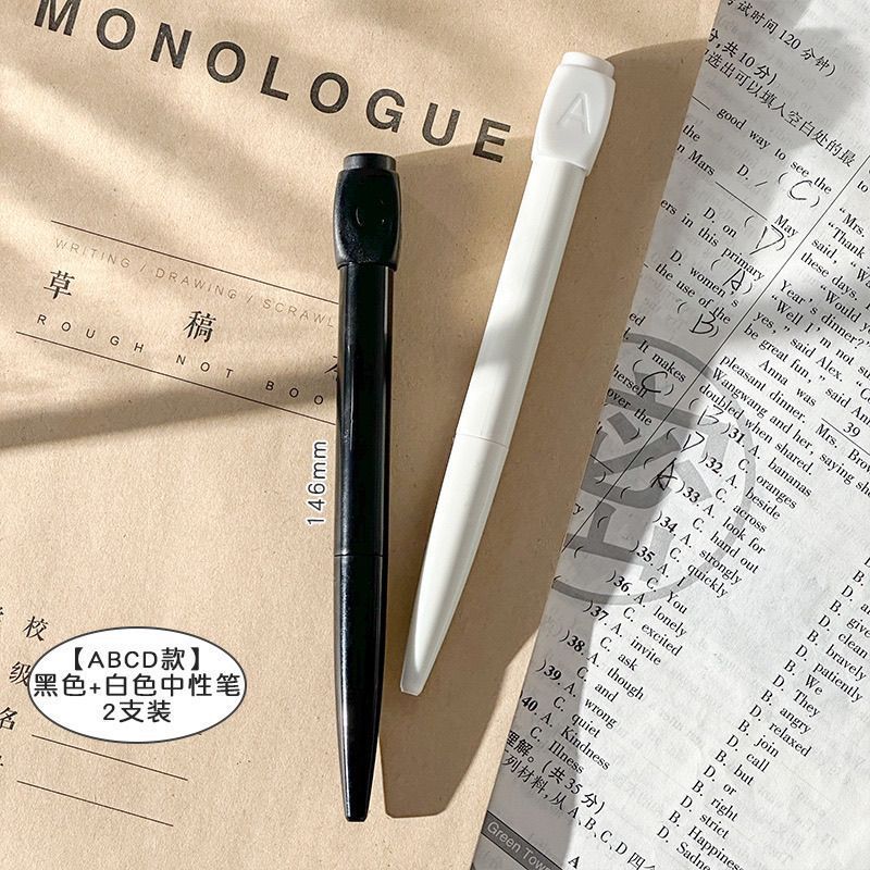 旋转ABCD答案笔多功能圆珠笔按动中性笔选择困难神器黑色签字笔