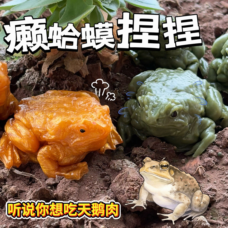 抖音同款癞蛤蟆捏捏乐仿真硅胶解压青蛙自制手绘创意减压手作玩具