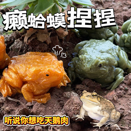 抖音同款癞蛤蟆捏捏乐仿真硅胶解压青蛙自制手绘创意减压手作玩具