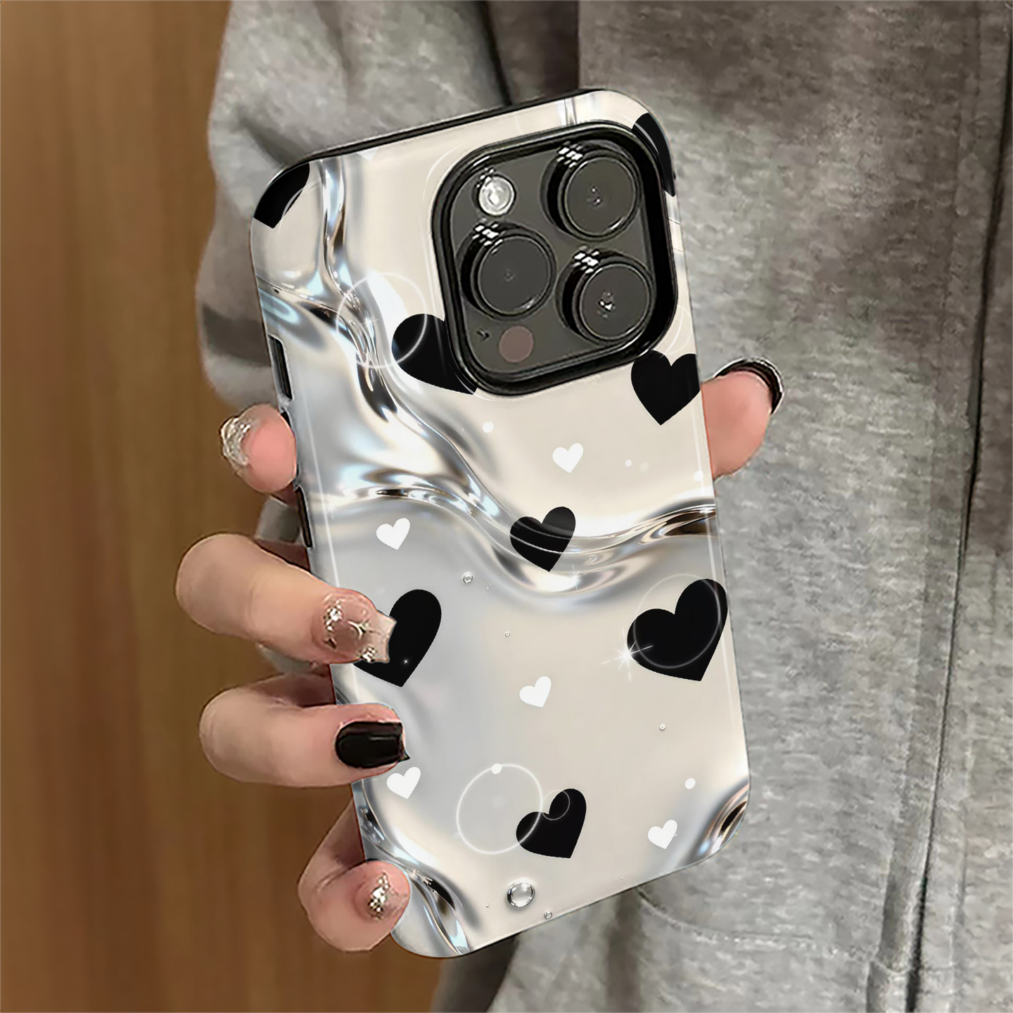 满屏爱心适用苹果17pro手机壳iPhone16promax简约ip15pro女13个性14新款xsmax日韩12防摔11保护套8/7plus菲林