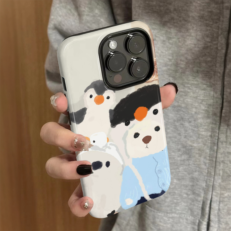 适用苹果16promax手机壳卡通女iPhone15新款iP13/14硅胶xr防摔保护套pro可爱iP7/8小众plus企鹅狗狗xsmax外壳