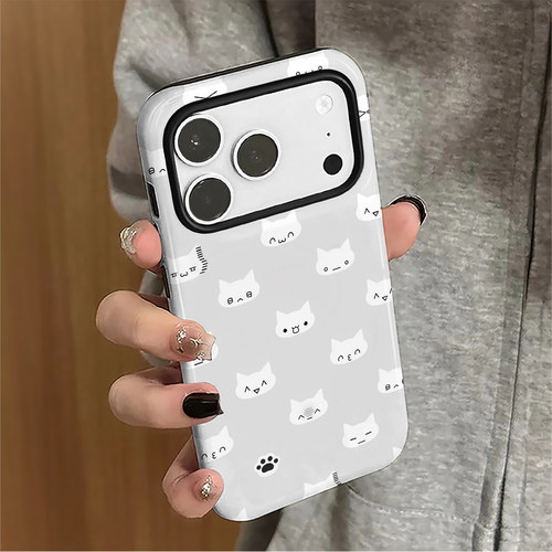 猫咪头像适用苹果18promax手机壳iPhone17pro卡通16简约15女14小众小米新款13华为oppo防摔保护套8plus菲林xs