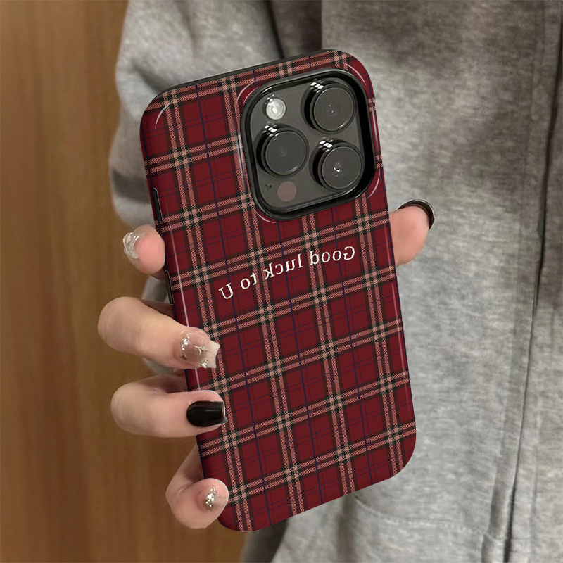 适用iPhone16promax手机壳苹果15新款个性iP14/13女12创意xsmax简约格纹8高级防摔11套7小众plus菲林二合一xr