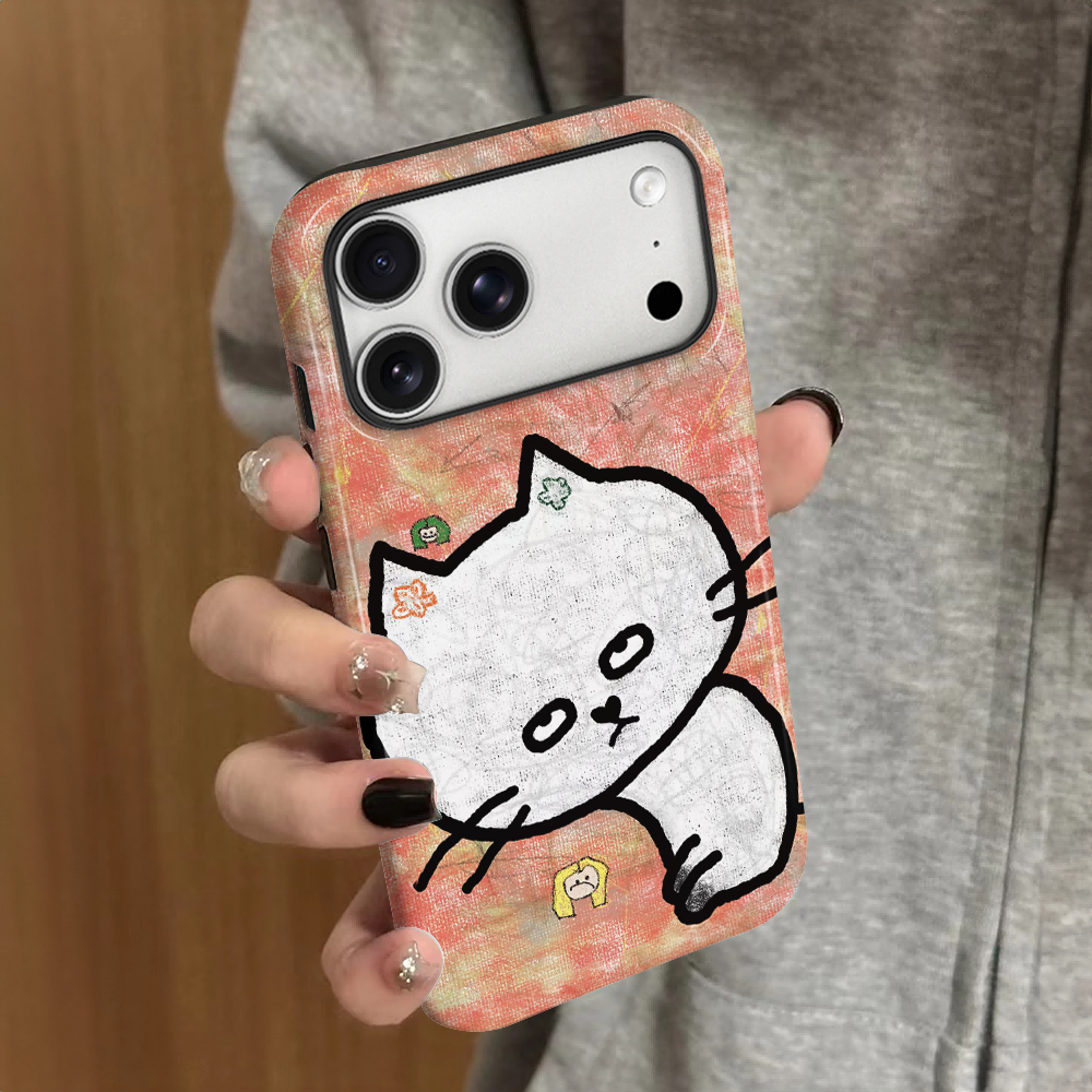 彩绘猫咪适用苹果16proamx手机壳iPhone17pro卡通ip15pro女13小众14新款xsmax个性12防摔11保护套8/7plus菲林