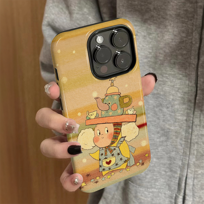 适用苹果16promax手机壳女可爱iPhone15新款iP13/14硅胶xr防摔保护套pro卡通iP7/8小众plus茶壶小孩xsmax外壳