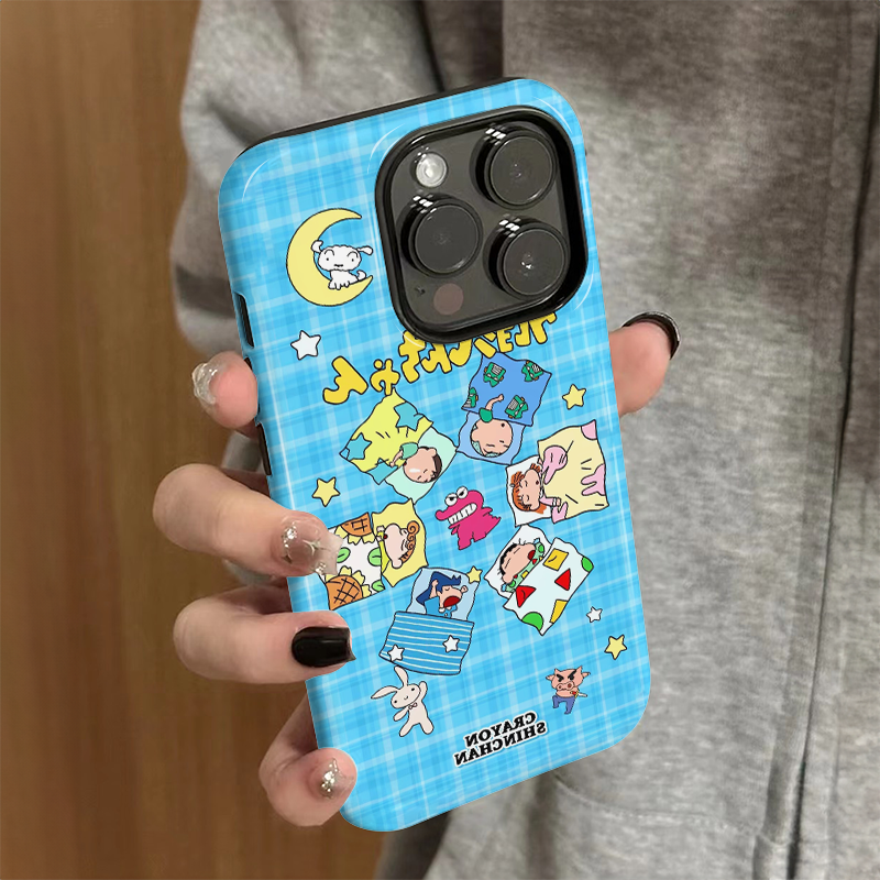 适用苹果16promax手机壳iPhone15新款iP13女可爱14简约11/12卡通蜡笔小新8硅胶防摔xsmax套7plus菲林二合一xr