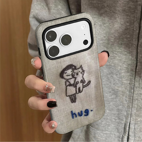 女孩猫咪适用苹果18promax手机壳iPhone17pro新款16个性15女14日韩防摔简约13华为8plus小米保护套oppo菲林xs