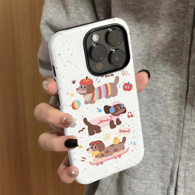 适用苹果15promax手机壳女iPhone16新款iP13/14可爱小众iP7/8硅胶xr防摔保护套pro卡通plus三只小狗xsmax外壳
