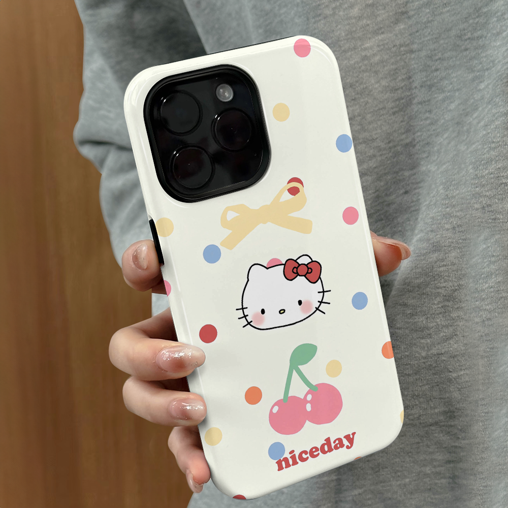适用苹果16手机壳iPhone15promax新款女iP14女13简约12/11卡通樱桃kt猫8硬防摔xsamx套7菲林二合一plus个性xr