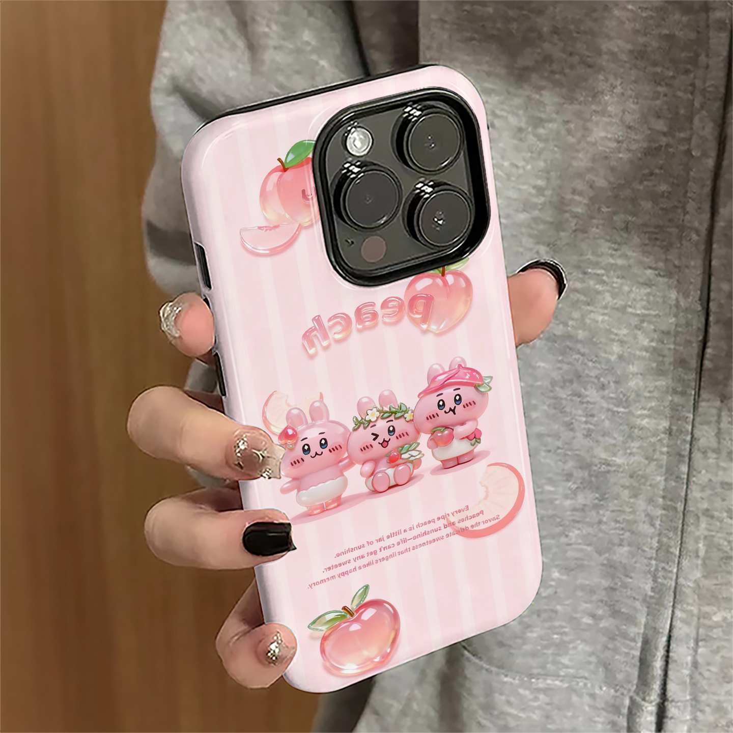 水蜜桃小兔适用苹果16pro手机壳iPhone17promax可爱15pro女14卡通13新款xsmax小众12防摔11保护套8/7plus菲林