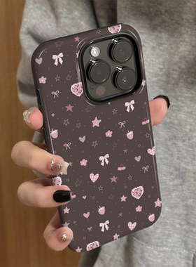 适用苹果15手机壳iPhone16promax新款女iP14/13个性12简约xsmax草莓星星8高级防摔11保护套7plus菲林二合一xr