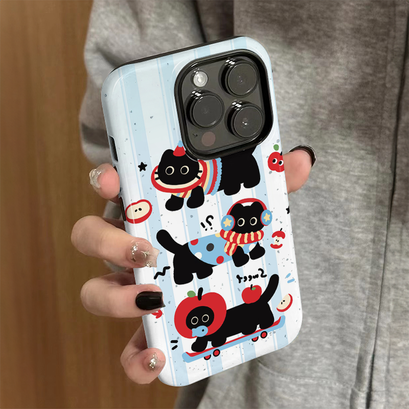 适用苹果15手机壳iPhone16promax新款可爱iP14/13女卡通12简约xsmax菲林二合一8防摔11套7小众plus三只猫咪xr