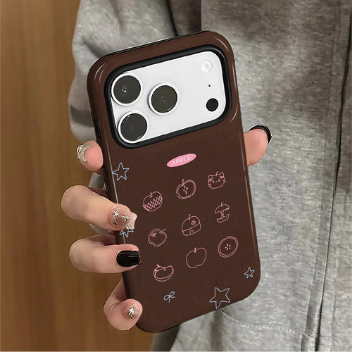 棕底苹果适用苹果18promax手机壳iPhone17pro新款16秋冬15女14日韩防摔保护套13华为8plus小米个性oppo菲林xs