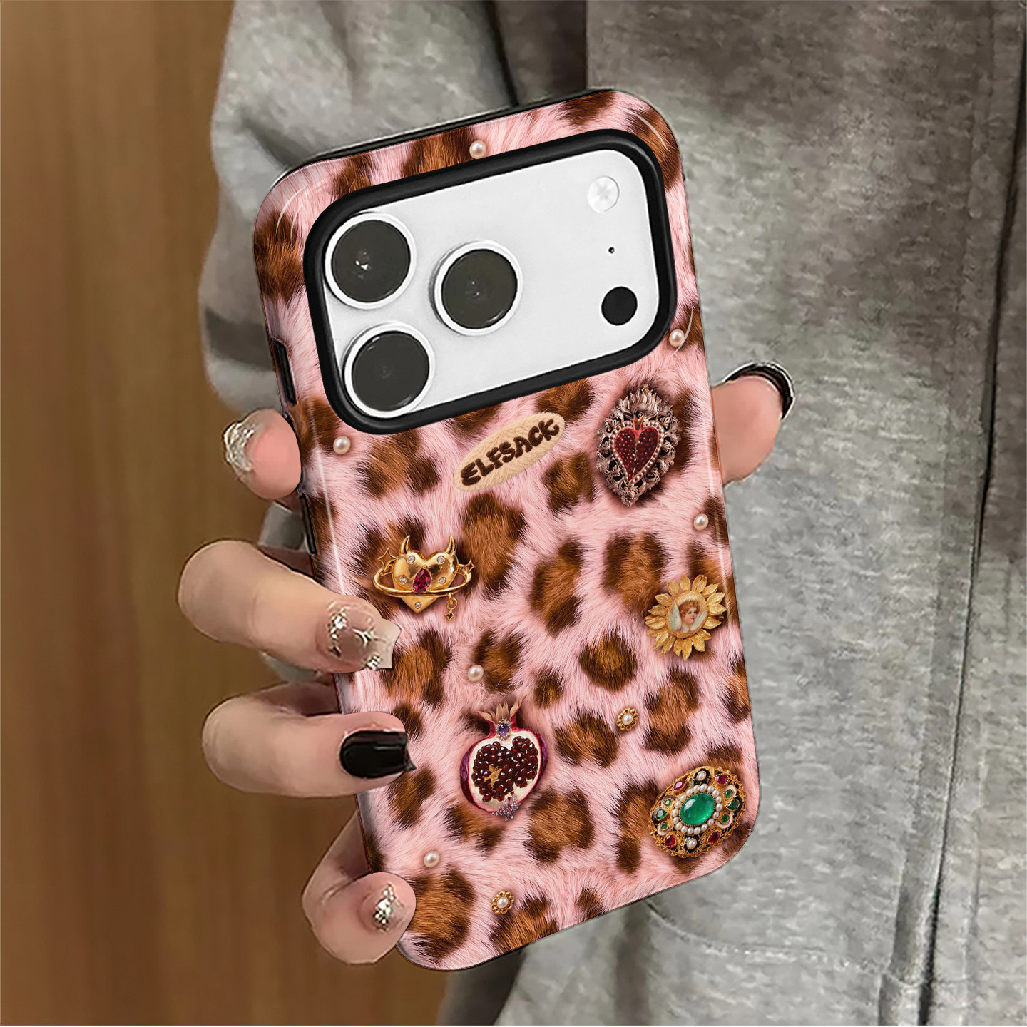 粉色豹纹适用苹果18promax手机壳iPhone17pro高级16秋冬15女14潮牌小米新款13华为oppo防摔保护套8plus菲林xs