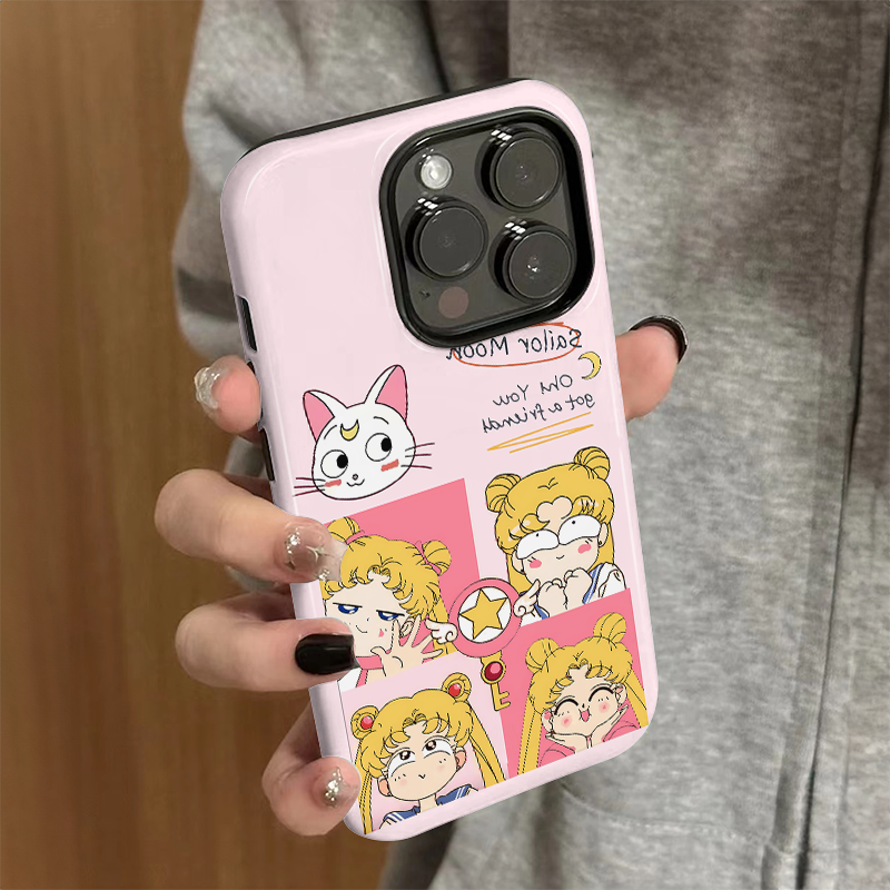 适用苹果16promax手机壳iPhone15新款iP14女13卡通12简约xsmax可爱pro美少女战士8防摔11套7plus菲林二合一xr