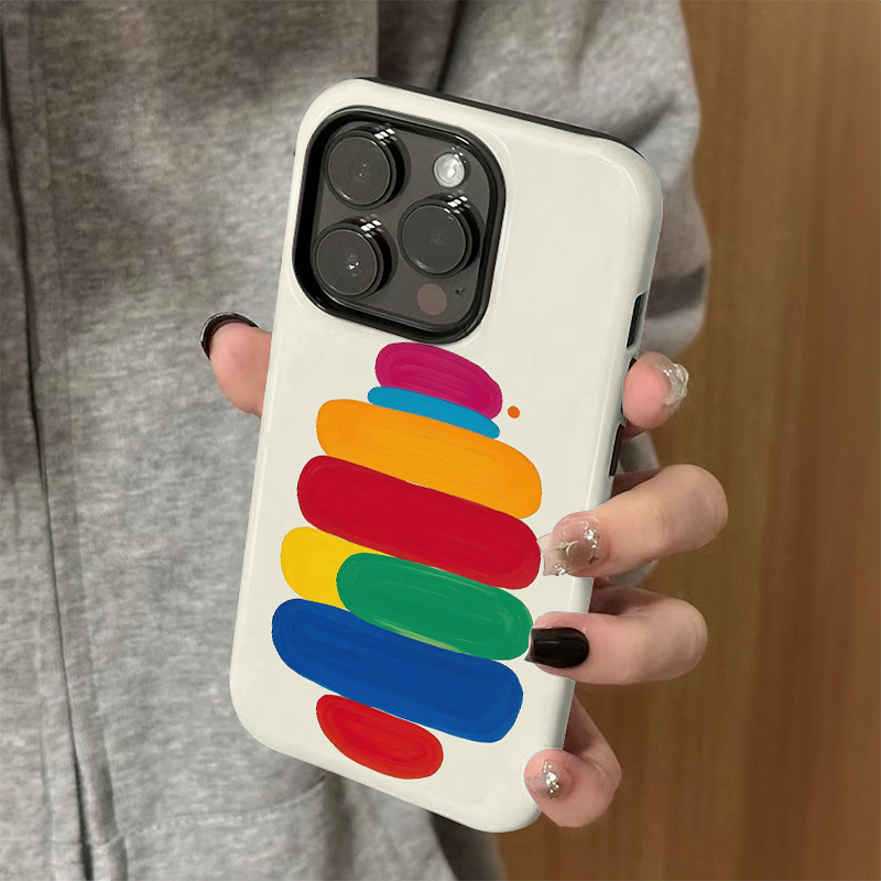 适用苹果16手机壳iPhone15promax新款iP14/13女12简约彩虹xsmax菲林二合一11硅胶防摔7保护套8小众plus创意xr