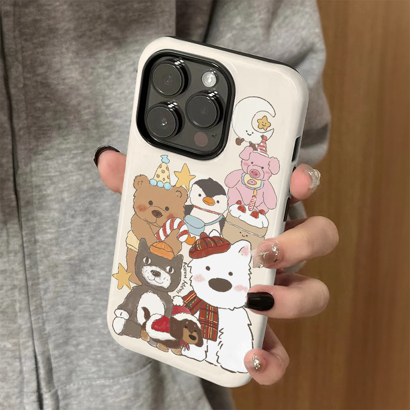 适用苹果16promax手机壳iPhone15新款可爱iP14/13女12简约xsmax菲林二合一8防摔11保护套7高级plus布偶狗狗xr