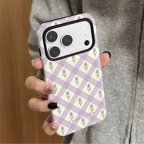 满屏郁金香适用苹果18promax手机壳iPhone17pro小众16日韩15女14个性小米新款13华为oppo防摔保护套8plus菲林