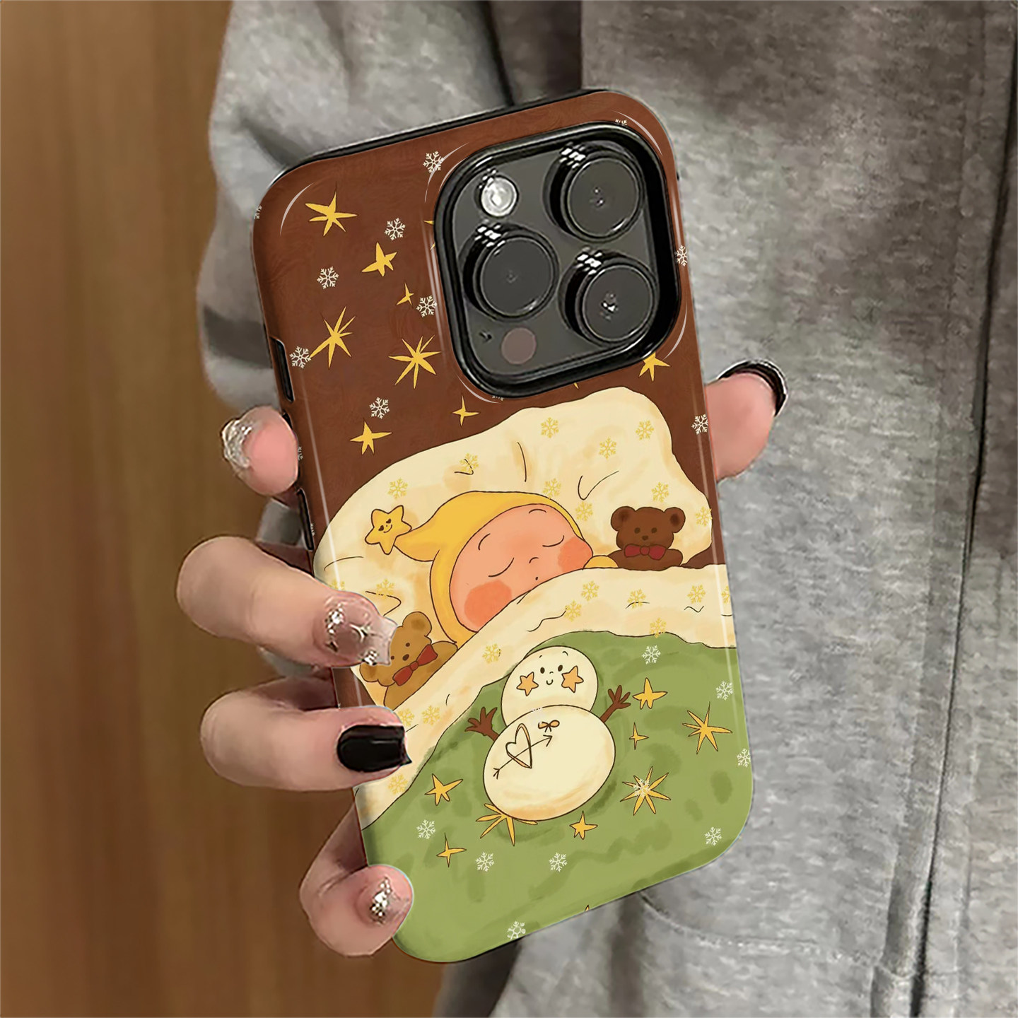 睡觉星星人适用苹果16promax手机壳iPhone17pro卡通15pro可爱14女13潮牌xsmax新款12防摔11保护套8/7plus菲林