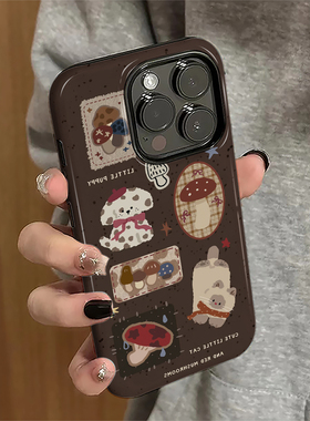 泼墨小狗适用苹果16pro手机壳iPhone17promax个性ip15pro女13卡通14新款xsmax秋冬12防摔11保护套8/7plus菲林