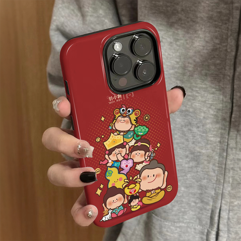 适用苹果16promax手机壳女iPhone15pro新款iP14新年12/13简约xsmax佛小伴8硅胶防摔11套7高级plus菲林二合一x