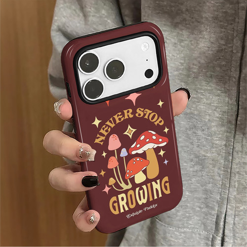 简约蘑菇适用苹果17promax手机壳iPhone16pro创意15小众14女13个性小米新款12华为oppo防摔保护套8plus菲林x