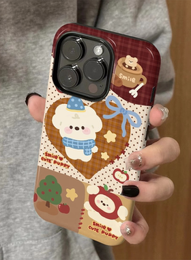 适用苹果16promax手机壳iPhone15新款iP14/13女12可爱卡通xsmax菲林二合一8简约pro防摔11小众plus爱心小狗xr