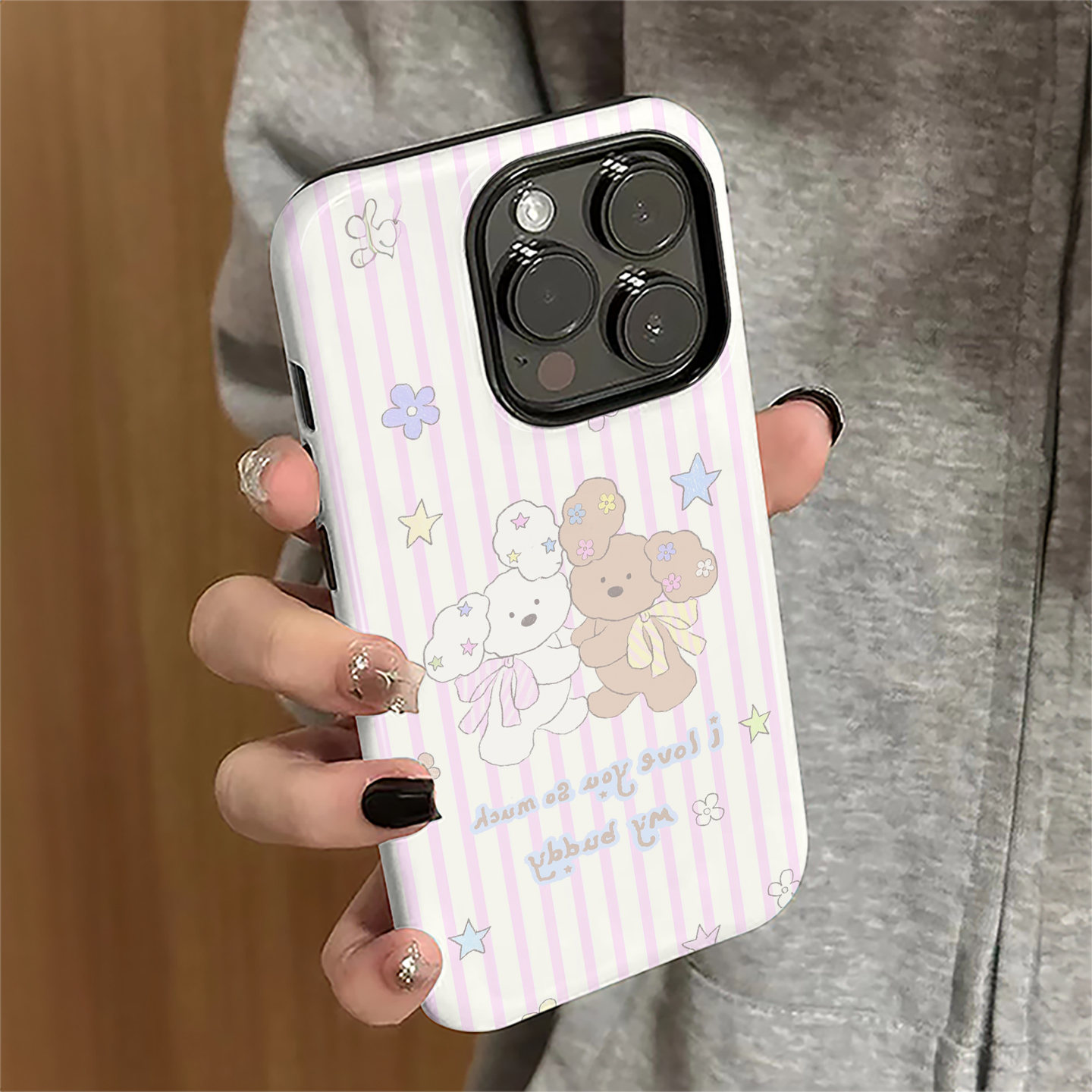碎花小熊适用iPhone17promax手机壳苹果16pro简约15pro女13个性新款14防摔11保护套12卡通xsmax/8/7plus菲林e